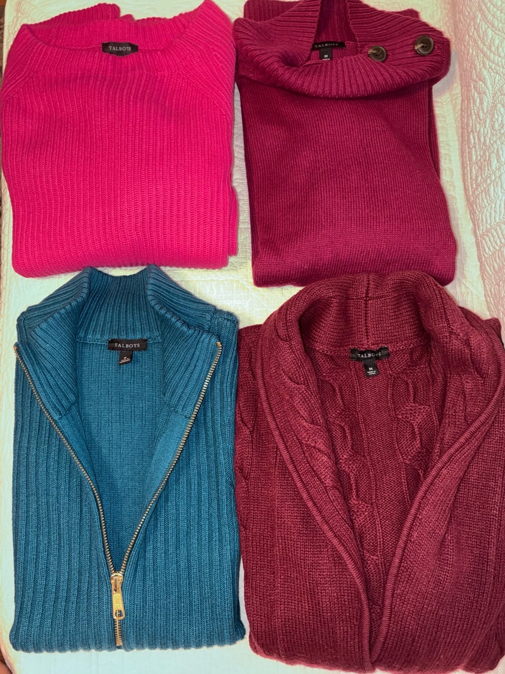 Talbots Sweaters BUNDLE Asst Colors Crewneck Mock Neck Shawl Collar & Vest Sz M
